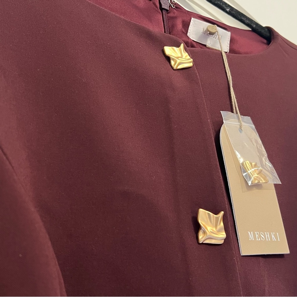 Pleated Mini Dress in Burgundy - Picture 6 of 7
